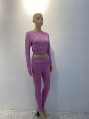 Yoga Set Long Sleeve Crop Top & Slimming Pant Sports Suit