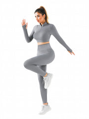 Yoga Workout Set Long Sleeve Top & Leggings Suit Women's Activewear