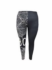 Women's Plus Spiderweb & Letter Print Leggings
