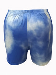 Tie Dye Top & Shorts Set Women's Plus Casual Outfit
