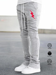 Lightning Pattern Joggers Men's Casual Loose Fit Drawstring Pants