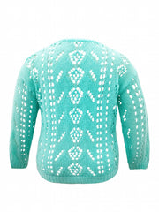 Casual Cardigan Hollow Out Long Sleeve Button Up