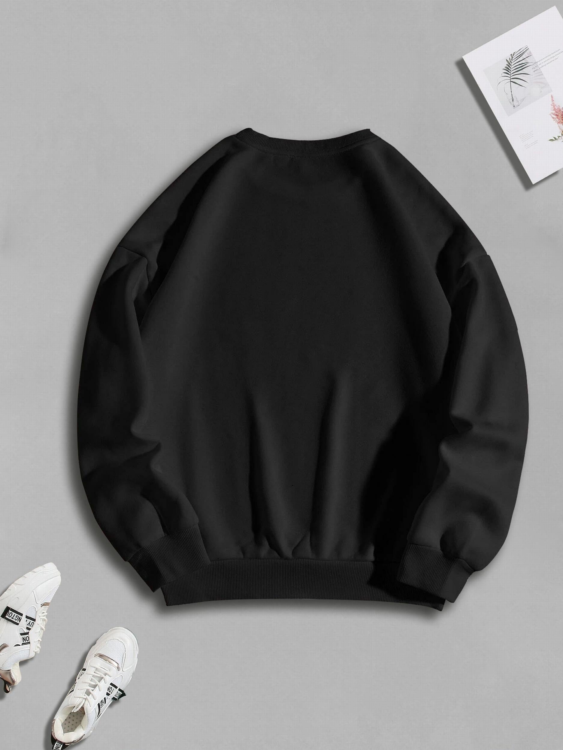 Solid Crew Neck Pullover Sweatshirt Casual Long Sleeve Sweatshirt