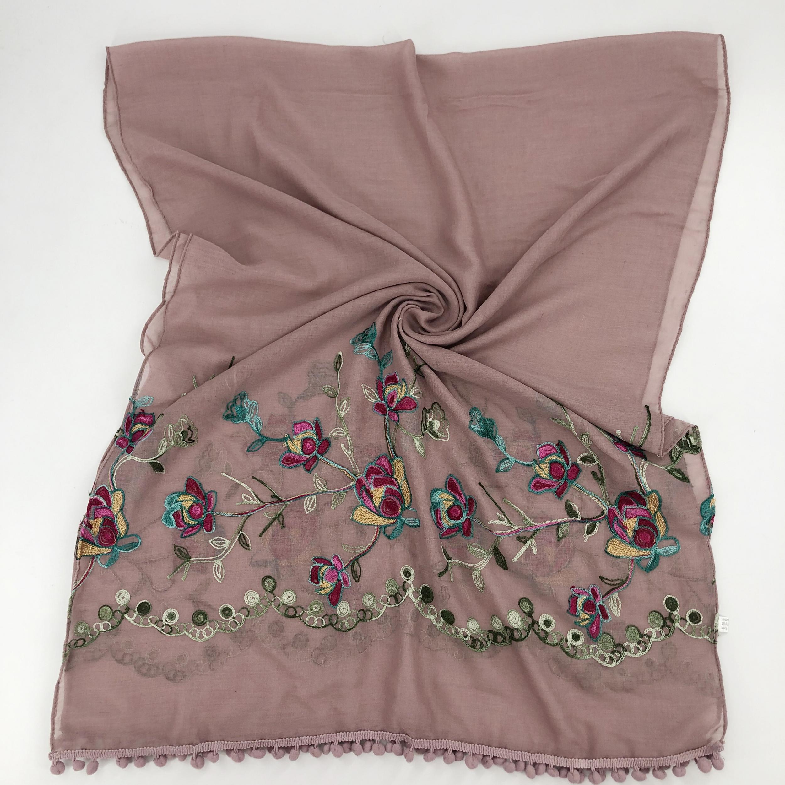 Vintage Flower Embroidery Scarf Boho Shawl Windproof Wrap