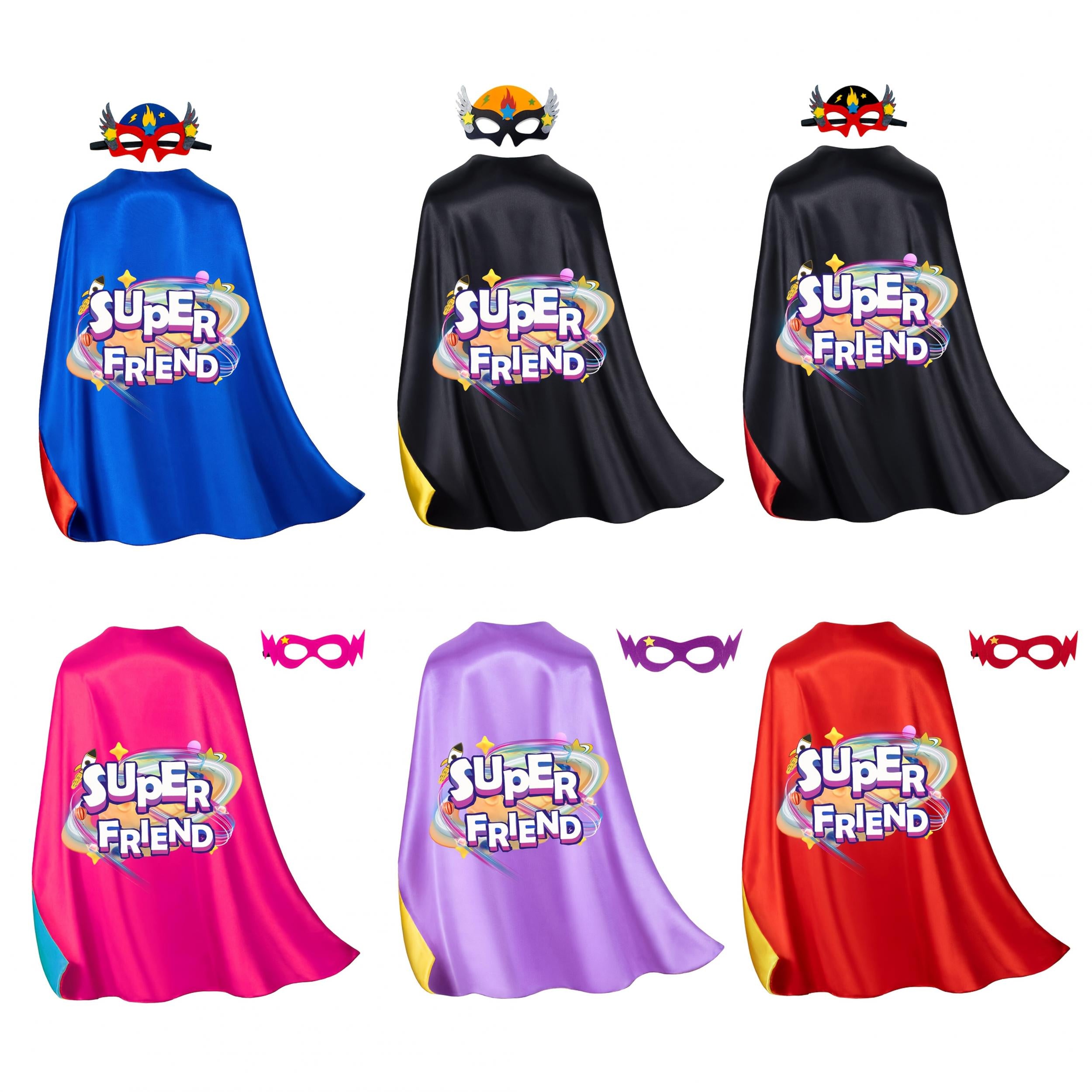 2pcs Set Unisex Cape and Mask for Dress Up hero Toys for Halloween