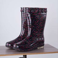 Women's Cherry Pattern Waterproof High Tube Rain Boots