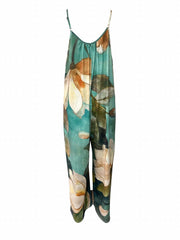 Floral Print Ruched Cami Jumpsuit Casual Sleeveless Wide Leg Jumpsuit