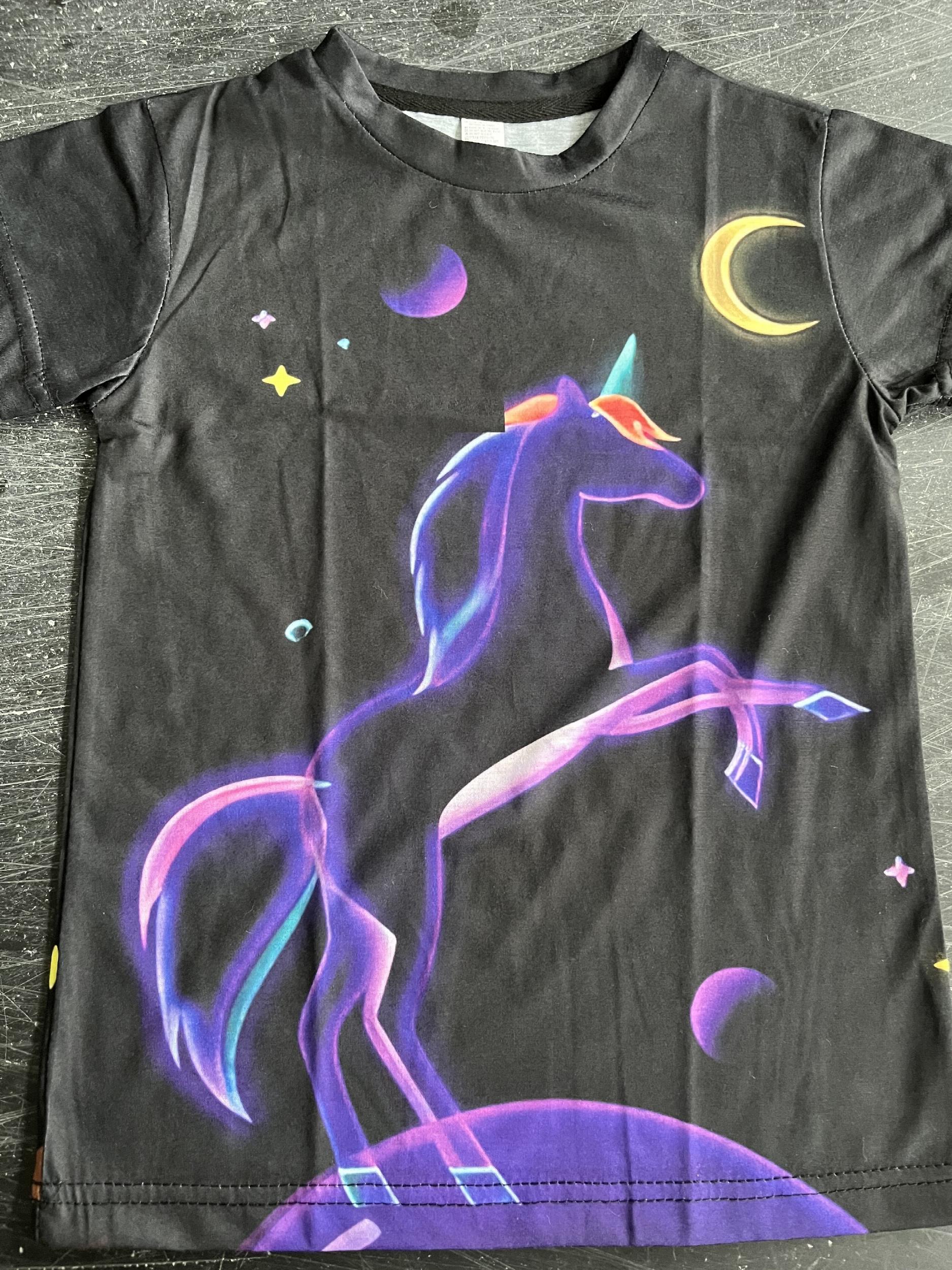 Adorable Pony Graphic T Shirt for Girls 3D Digital Print Short Sleeve Tee