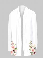 Floral Print Shawl Collar Cardigan Casual Long Sleeve Women's Clothing
