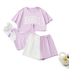 Toddler Girls HAWAII Graphic T shirt Tank Top Shorts Kids Summer Clothes