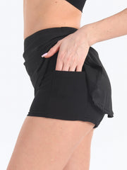 Women's Wide Waistband Sports Skorts - Elastic Tennis Skirts