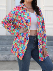 Casual Bear Print Button Up Long Sleeve Blouse