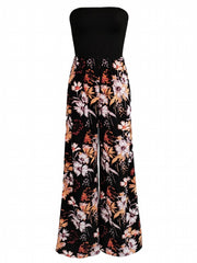 Floral Print Wide Leg Jumpsuit Sleeveless Casual Jumpsuit