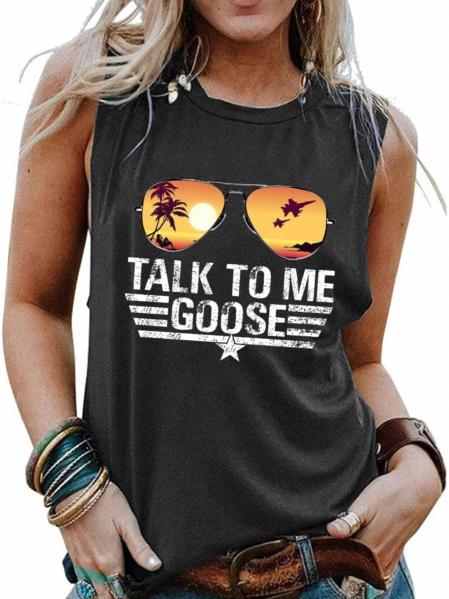 Letter & Glasses Print Sleeveless Top