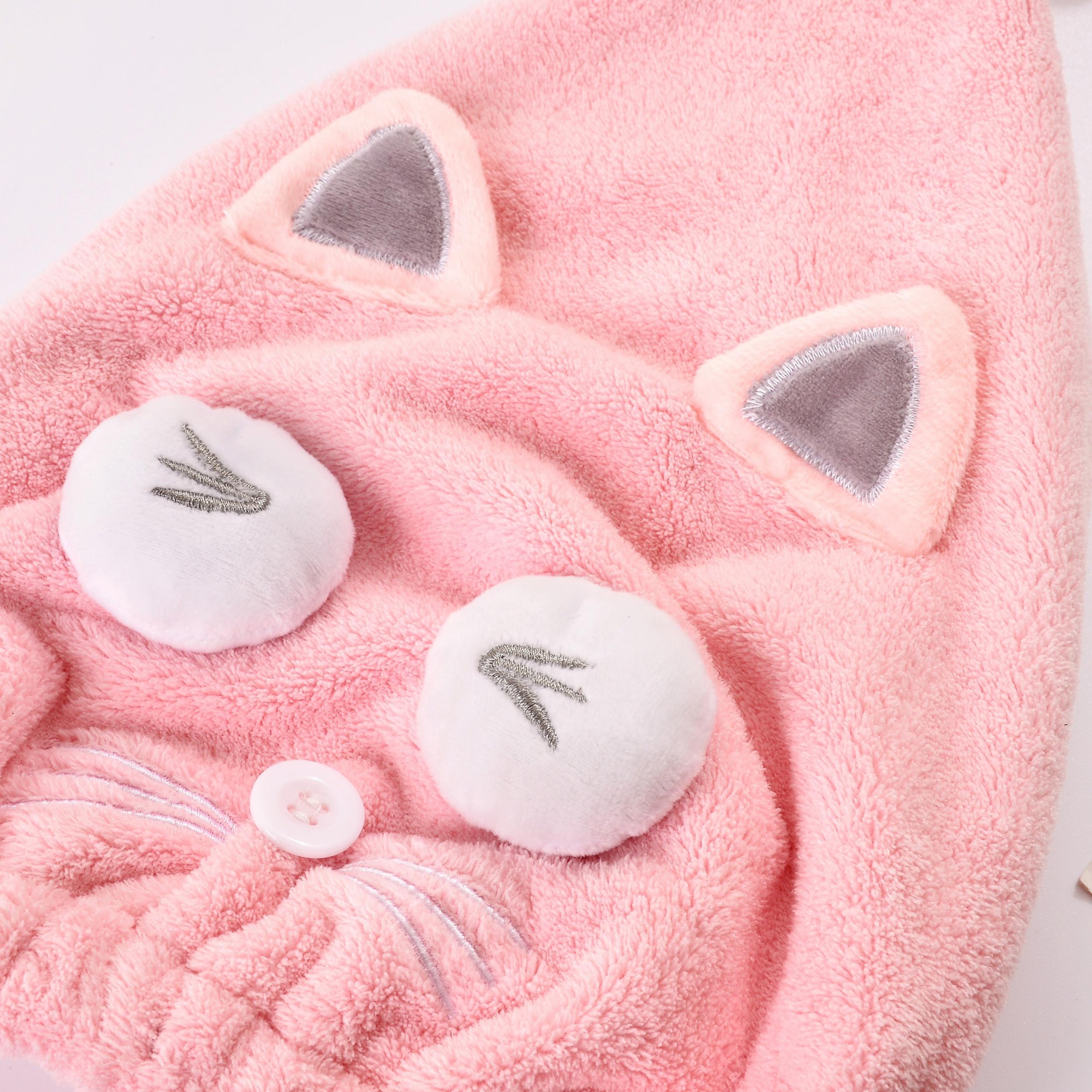 Cartoon Hair Drying Cap Soft Microfiber Hair Towel Cat Dry Hair Towel