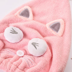 Cartoon Hair Drying Cap Soft Microfiber Hair Towel Cat Dry Hair Towel