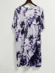 Tie Dye Short Sleeve Casual Dress with Pockets