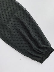 Mesh Dot Lantern Sleeve Jumpsuit