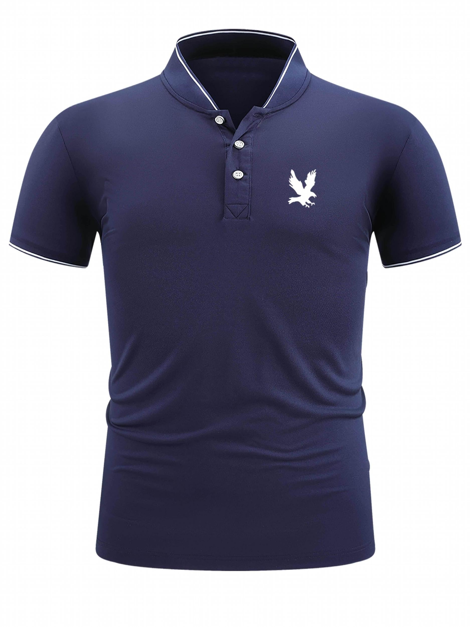 Men's Eagle Print Golf Shirt Short Sleeve Moisture Wicking