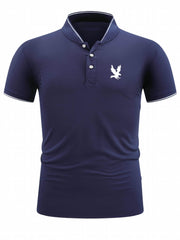 Men's Eagle Print Golf Shirt Short Sleeve Moisture Wicking