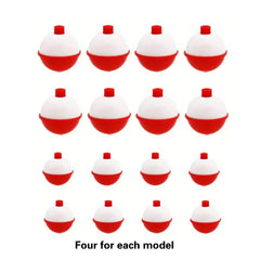 16pcs Hard Fishing Float ABS Fishing Bobbers Push Button Round Floats