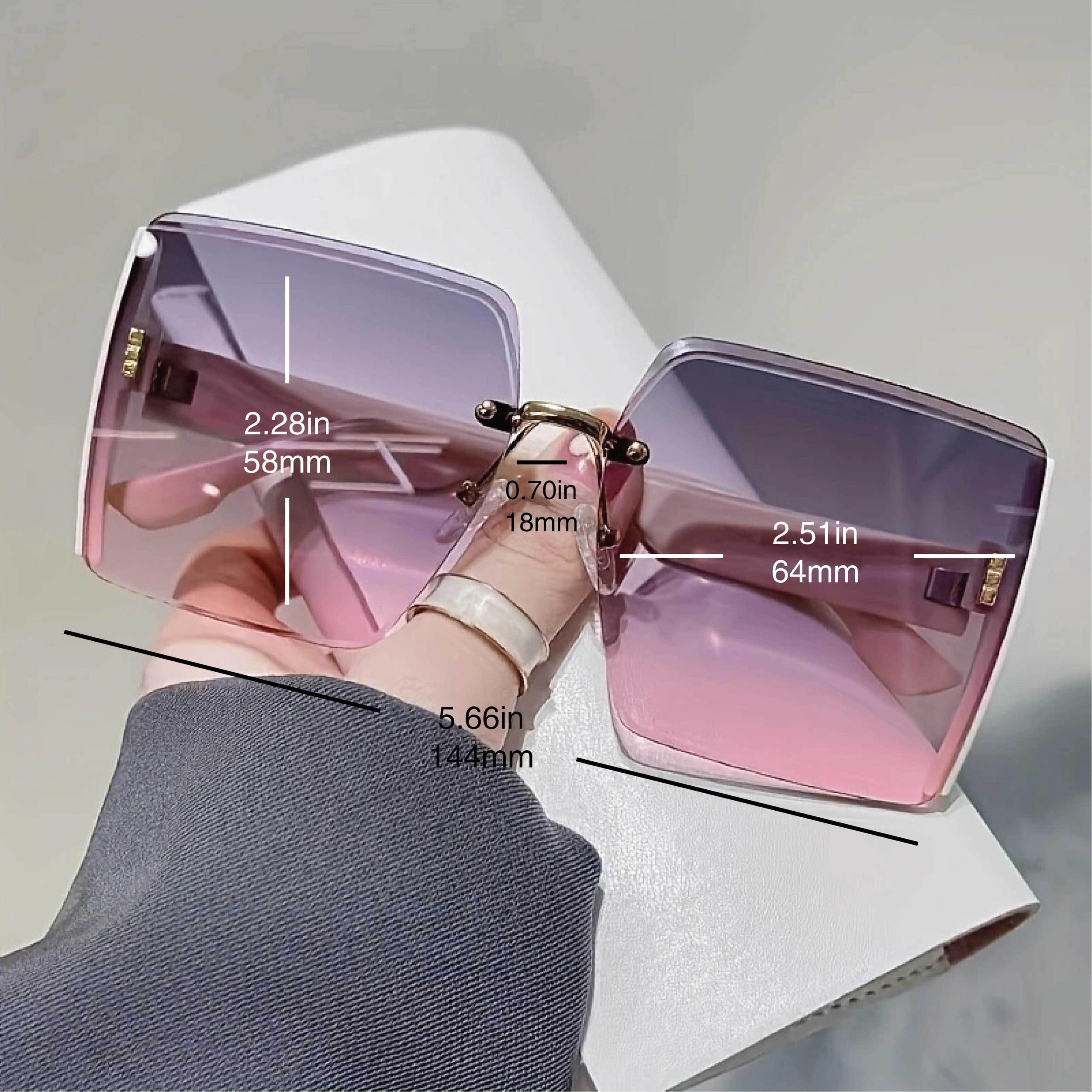 Oversized Square Sunglasses Casual Gradient Glasses UV400