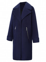 Solid Notched Collar Coat Women's Outerwear