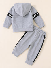 Boys Waffle Hoodie & Pants Set Casual Sports Outfit