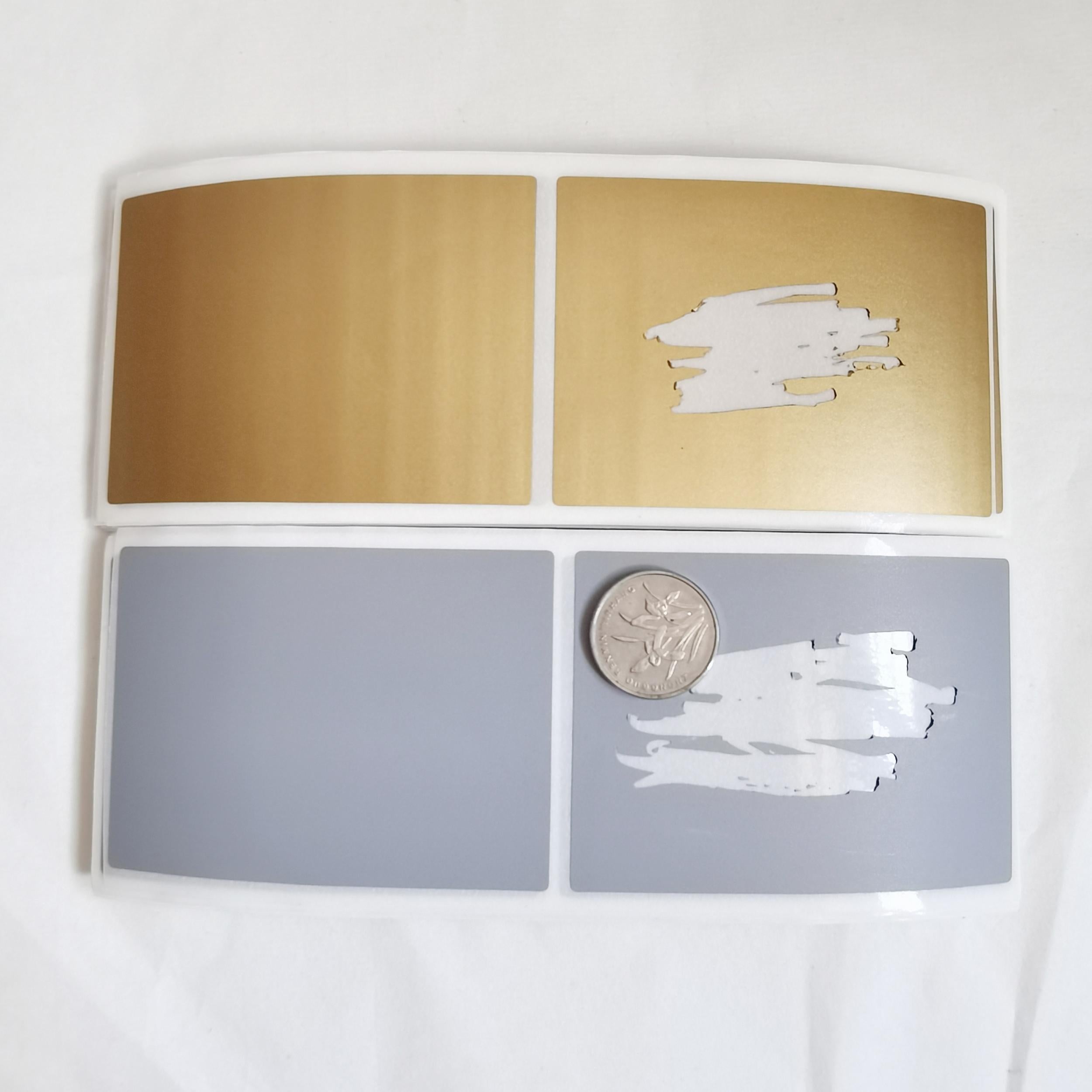 50pcs 70x50mm Rectangular Scraping Film Stickers Wedding Card Golden Gray