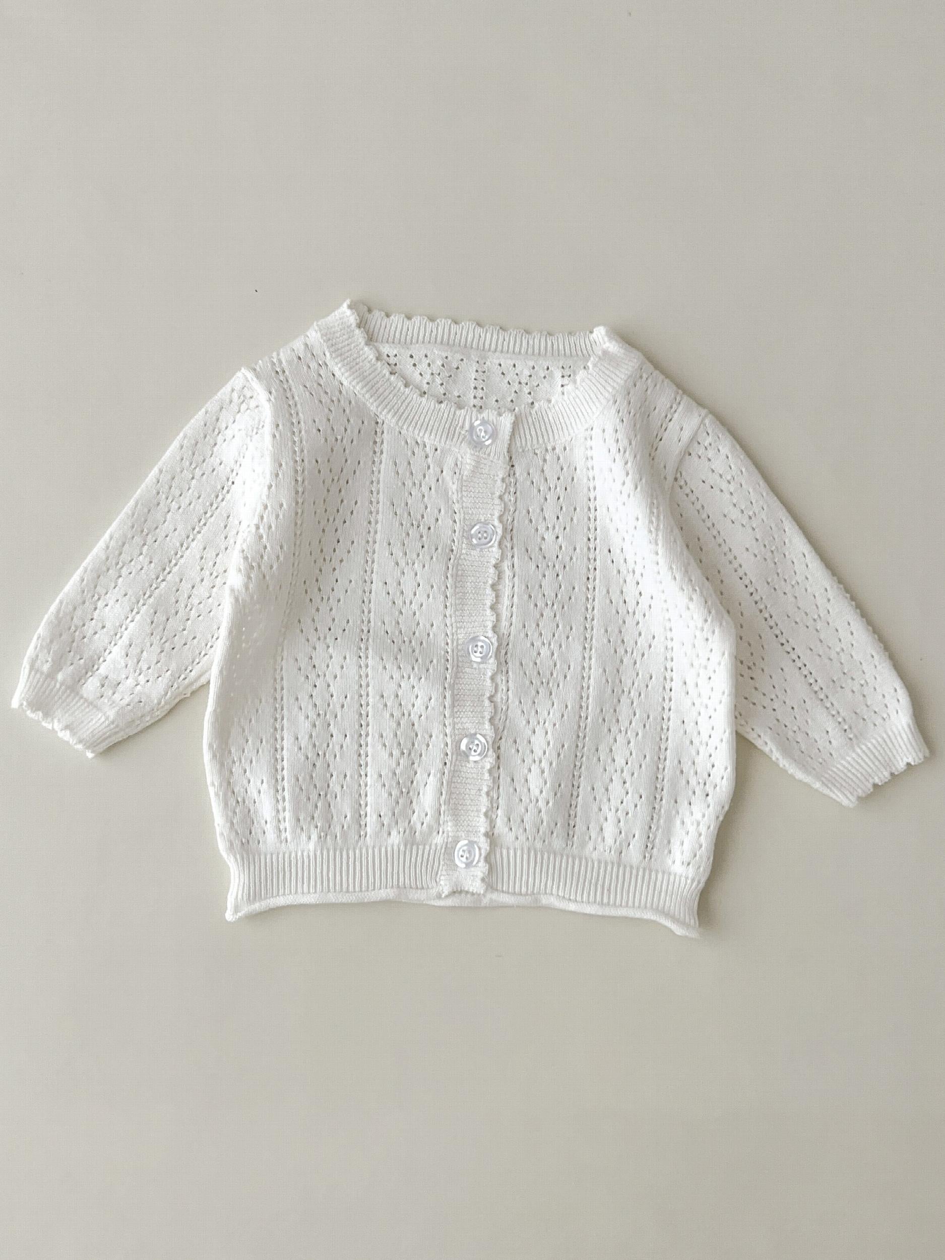 Baby Girls Casual Hollow Out Knit Cardigan for Spring