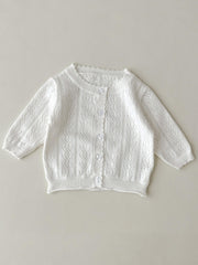 Baby Girls Casual Hollow Out Knit Cardigan for Spring