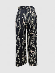 Chain Print High Waist Wide Leg Pants for Spring & Summer