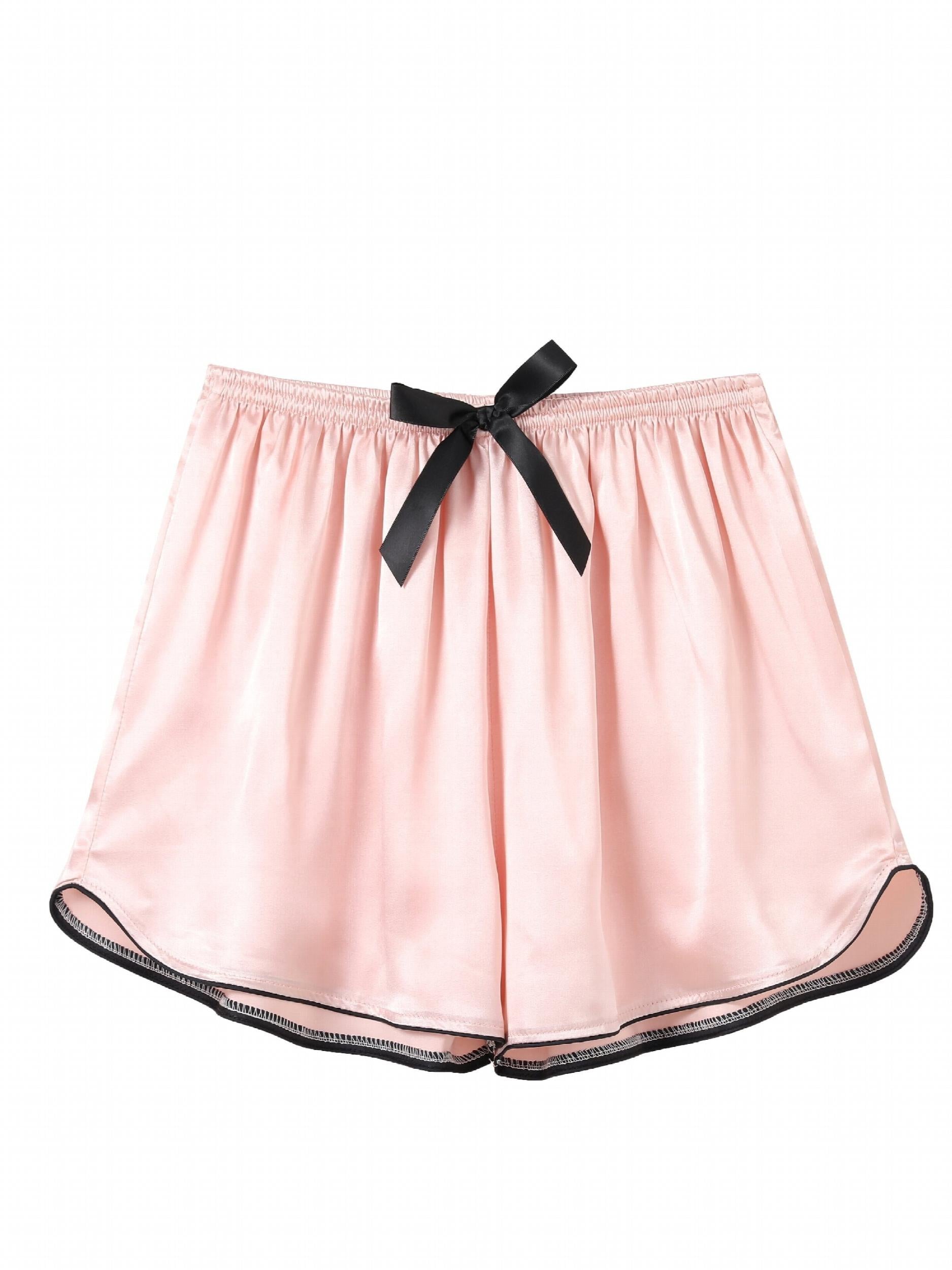 Satin Bow Sleep Shorts Elastic Waistband