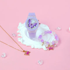 3pcs Girls' Quartz Watch Bracelet Set and Sweet Style from Europe and America