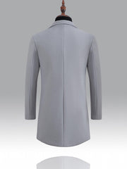 Men's Mid Length Button Up Lapel Coat For Fall Winter Business