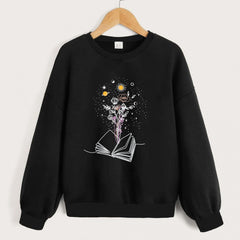 Floral Moon Graphic Sweatshirt for Toddler Girls