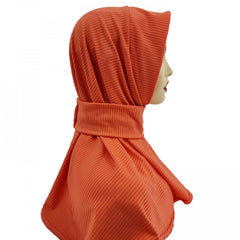 Strip Embossed Turban Cap Solid Snap Button Head Scarf