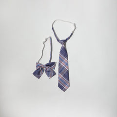 Purple Striped Bow Tie & Neck Tie Set Casual College Style Adjustable