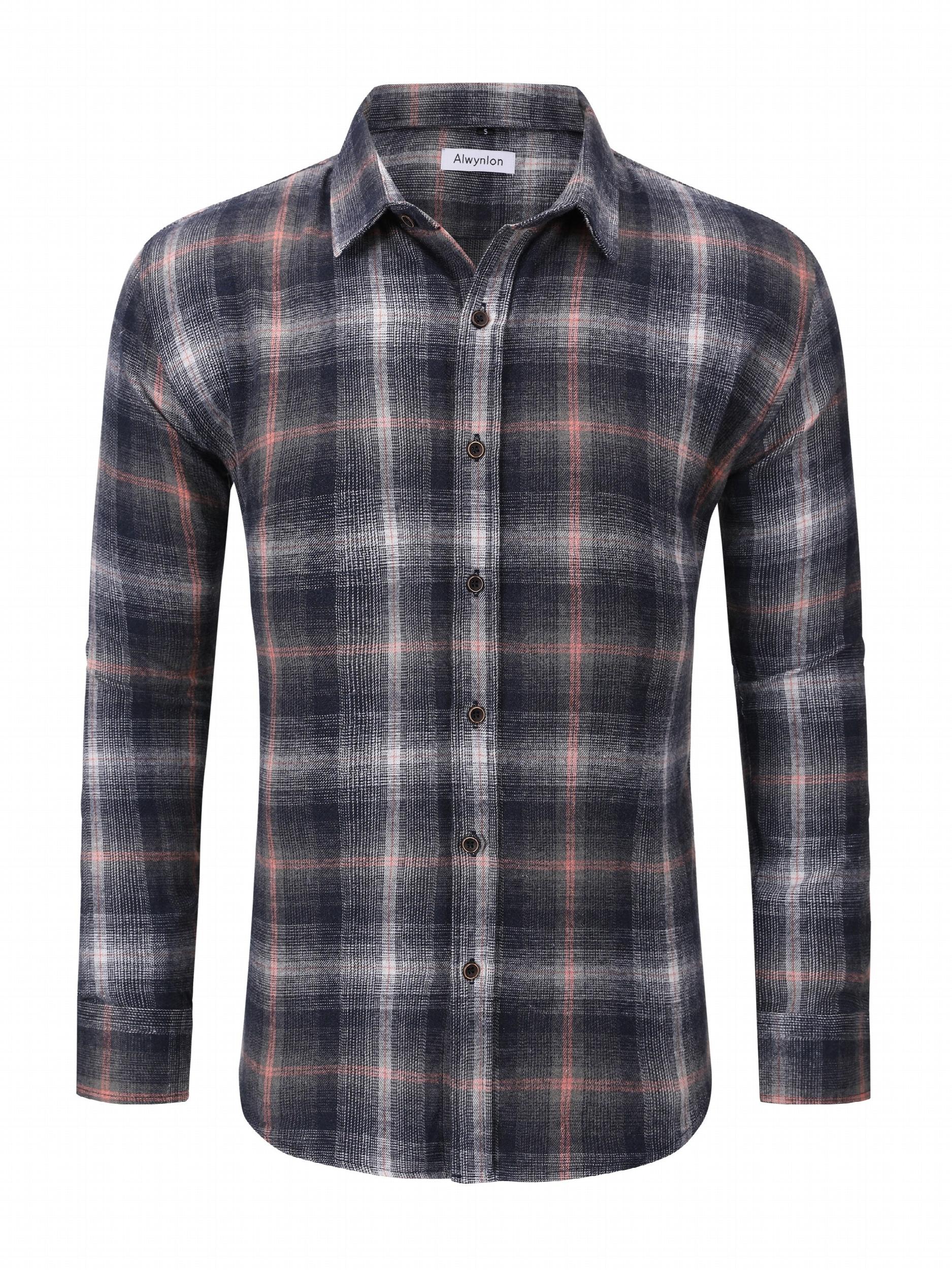 Plaid Pattern Print Men's Casual Button Up Long Sleeve Shirt