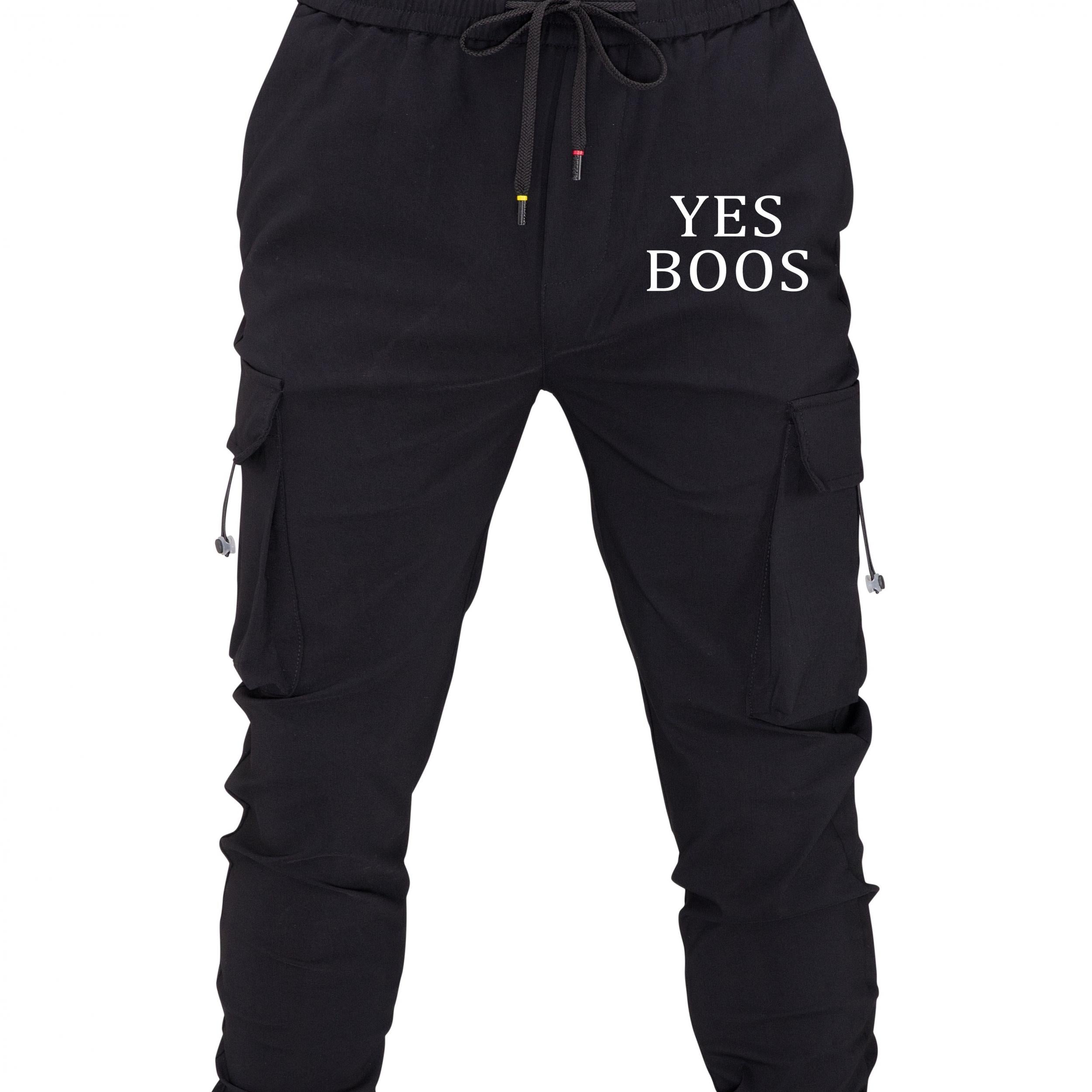 Classic Pocket Cargo Pants Men's Loose Fit Drawstring Solid Joggers