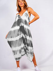 Casual Harem Jumpsuit Women's Plus Tie Dye V Neck Backless