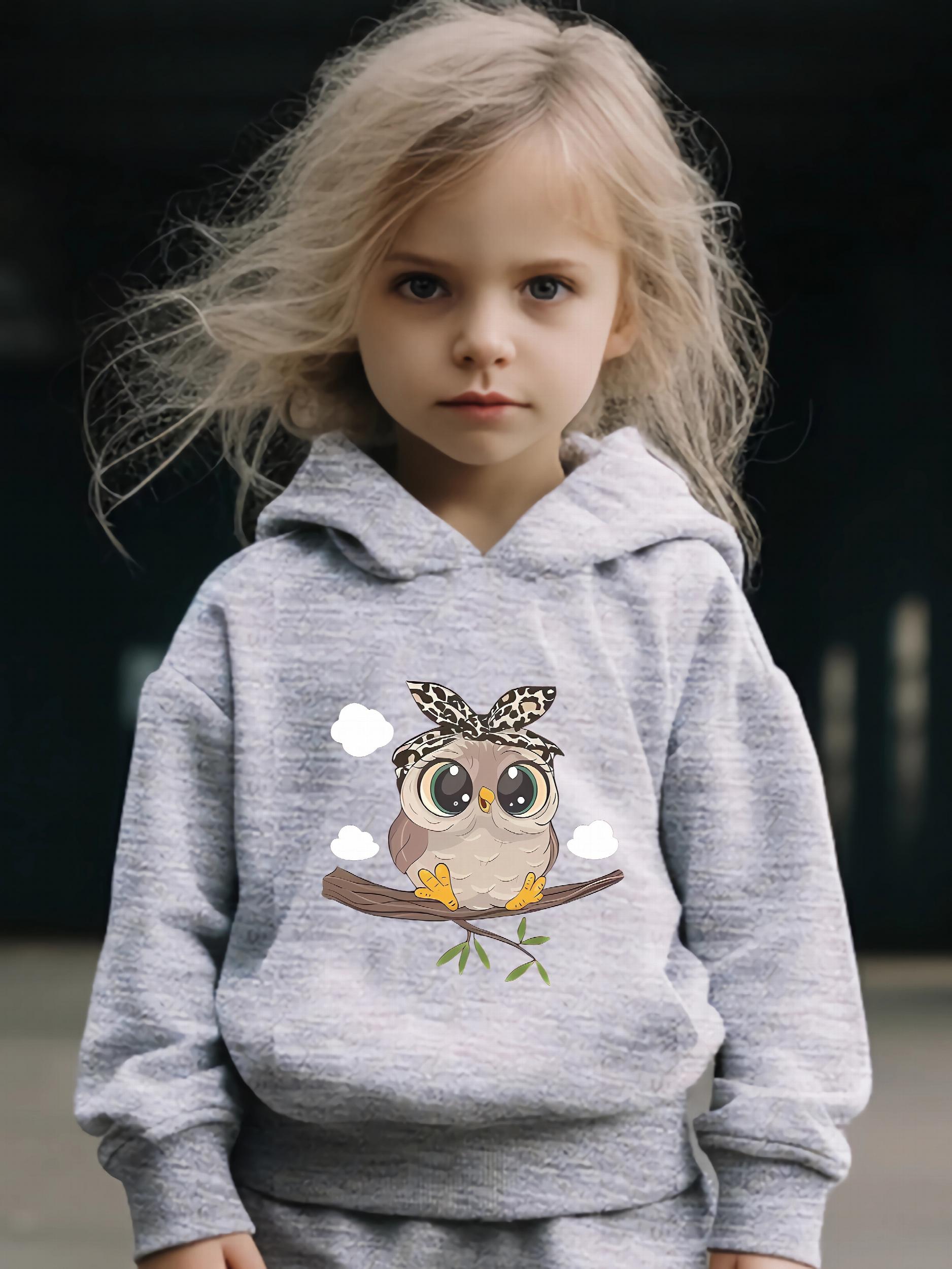 Owl Print Girls Sports Outfit Set for Spring & Fall