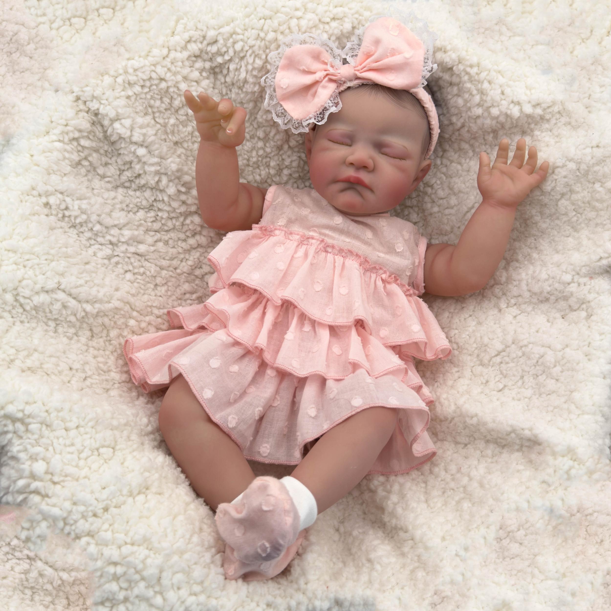 Adorable Reborn Girl Doll 19 Soft Vinyl & Fabric Hand Painted Hair Doll Girl