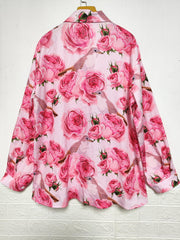 Floral Print Plus Size Blouse Long Sleeve Button Up Shirt