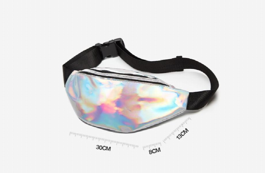 Silver Holographic PVC Laser Women Waist Pack Shining Fanny Pack Mobile Purse