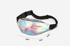 Silver Holographic PVC Laser Women Waist Pack Shining Fanny Pack Mobile Purse