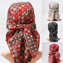 Geometric Paisley Print Bandana Boho Satin Square Scarf Headband