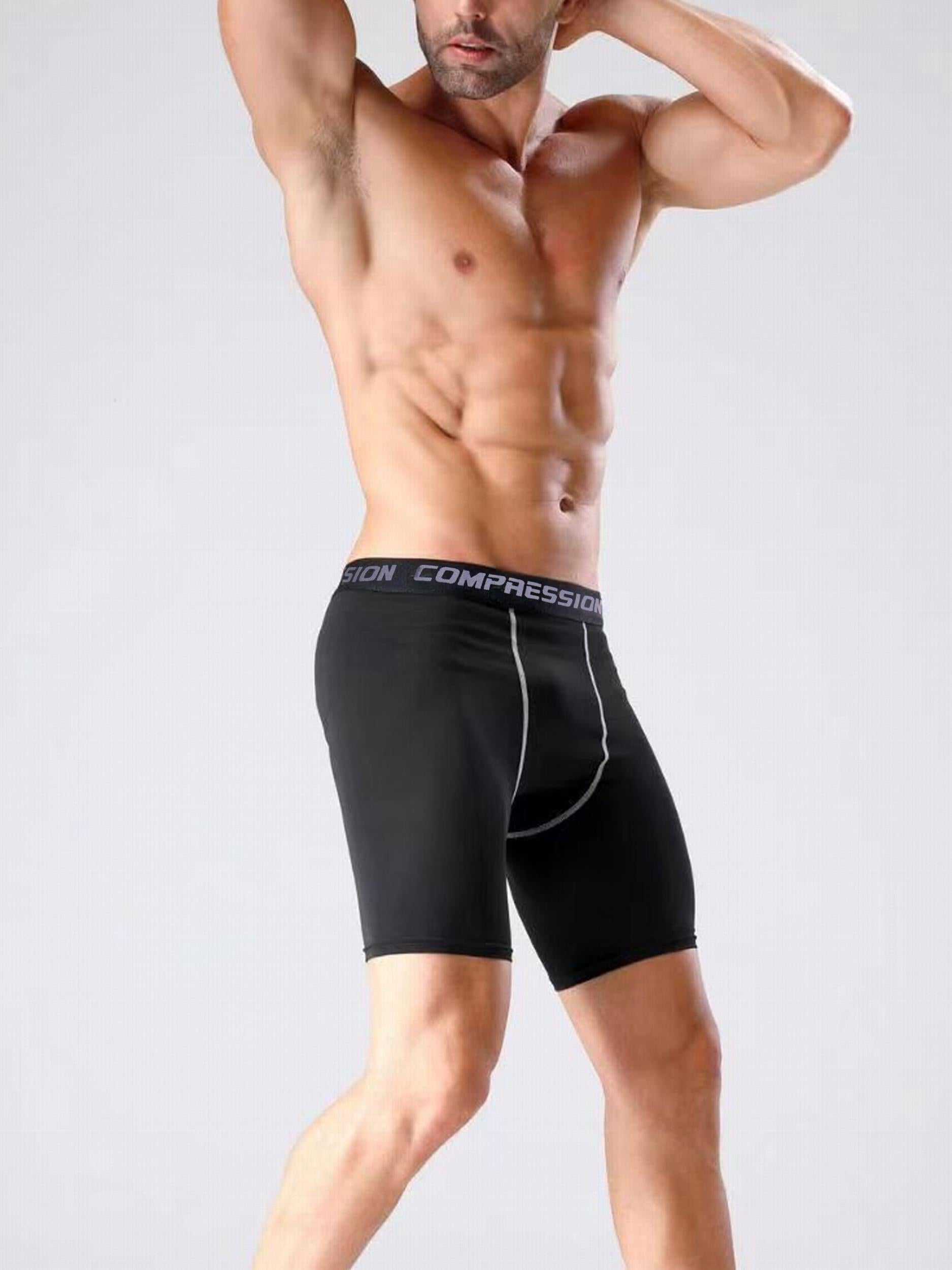 Men's Solid Pocket Compression Shorts Active Quick Drying Sports Pants