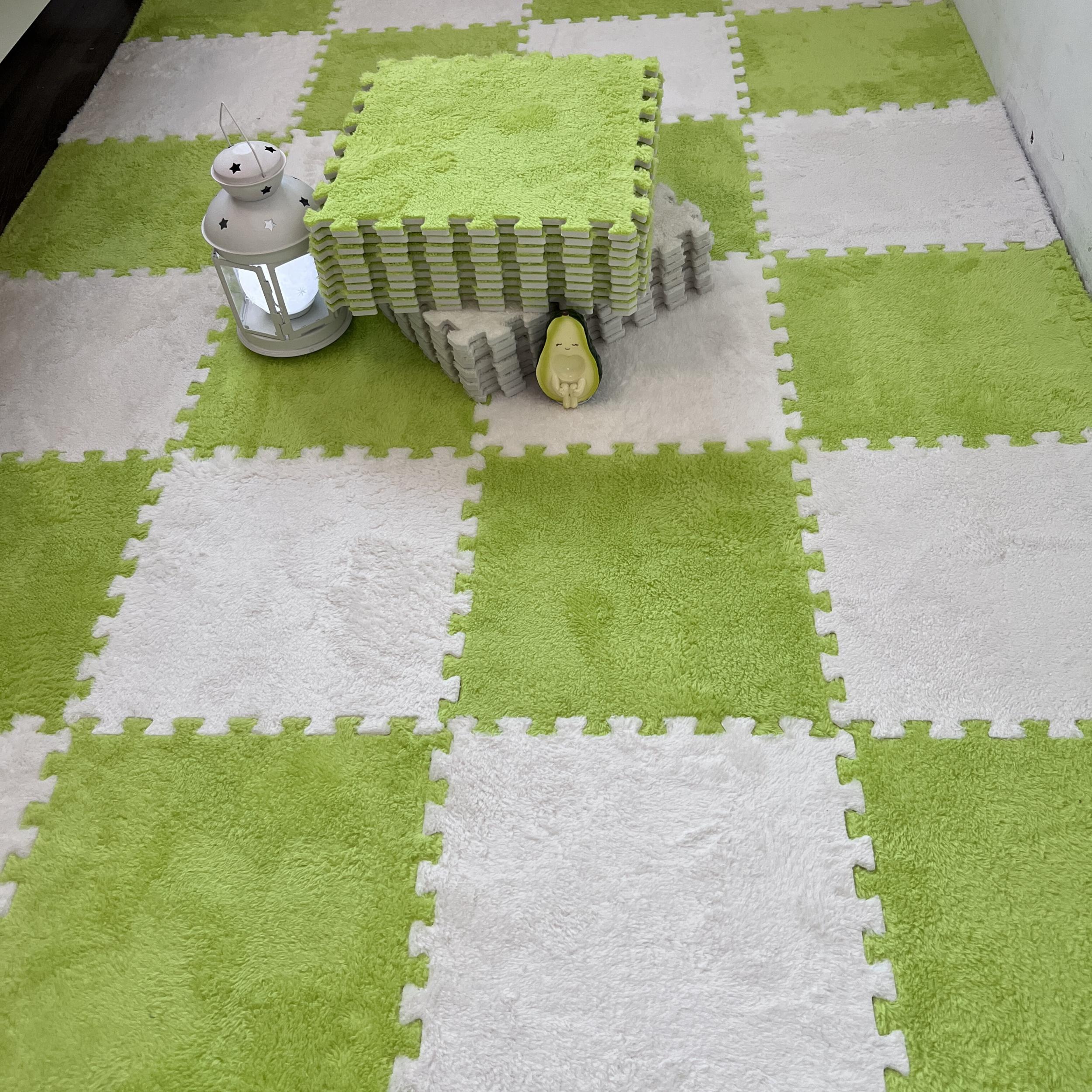 12pcs Plush Puzzle Floor Mat Interlocking Tiles Soft Climbing Carpet Mats