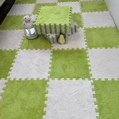 12pcs Plush Puzzle Floor Mat Interlocking Tiles Soft Climbing Carpet Mats